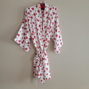 Morgan Taylor Intimates Red Hearts Casual Lounge Robe Sleepwear P/S